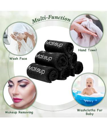 30-Piece Microfiber Makeup Remover Cloths 13x13 Inches - Reusable & Absorbent Towels for Women - Makeup Washcloths with Embroidery - Black - Buy Online on GoSupps.com