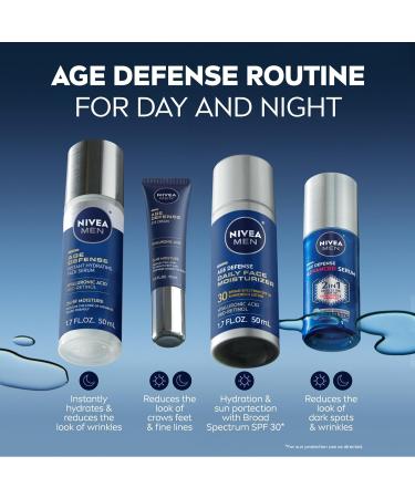 NIVEA MEN Age Defense Instant Hydrating Face Serum for Dry Skin With Pro-Retinol and Hyaluronic Acid Facial Serum Helps Reduce Look of Fine Lines and Wrinkles 1.7 Fl Oz Bottle - Buy Online on GoSupps.com