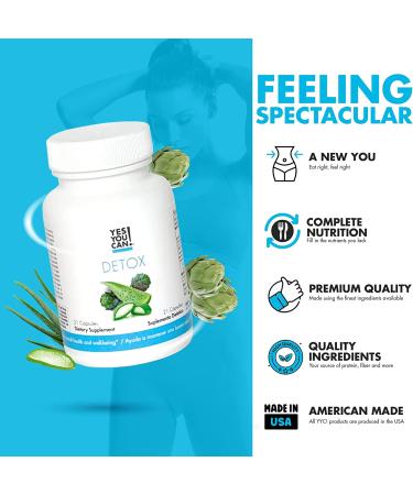 Yes You Can Detox Supplement 21 Capsules - Herbal Vegetable Formula for Liver & Kidney Cleanse - Vitamins with Milk Thistle, Aloe Vera, Broccoli & Artichoke Extract - Men & Women - Buy Online on GoSupps.com