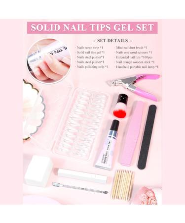 Lnhgh Gel Extension Nail Kit Artificial Extension Nail Set With Tips For Girls | With Nail Gel Nail Paint Brush Nail Scrub Strip Nail Scissors Nail Tips Nail Lamp Transparent Tips Nails Set - Buy Online on GoSupps.com
