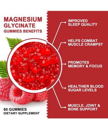 Magnesium Glycinate & L-Threonate Gummies - 400mg & 200mg - Potassium Complex with VitD, B6, CoQ10 - Memory, Calm Mood & Sleep Support - 120 Raspberry Gummies - Buy Online on GoSupps.com