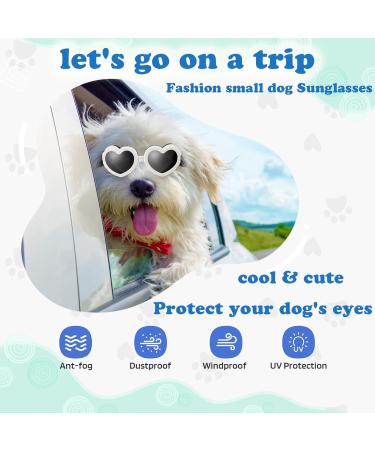 Shop UV Safety Sunglasses for Dogs | Windproof Adjustable Heart Shape Glasses for Small Dogs - Waterproof & Anti-Fitting (White) - Buy Online on GoSupps.com