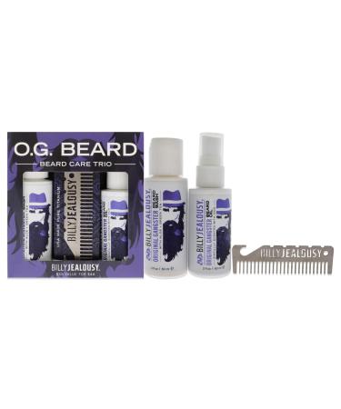 Billy Jealousy Original Gangster Beard Kit with Trave Size Beard Wash Beard Oil and Titanium Keychain Comb to Cleanse Stengthen & Soften Facial Hair Oud Wood Scent