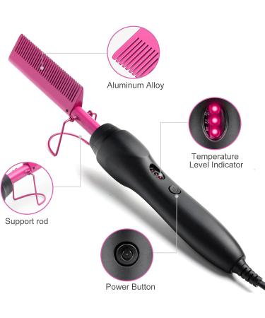 Hot Comb Anti-Scald Ceramic Heater - Best Hair Straightener & Curler Tool for Travel | Beard Pressing Comb - Purple - Buy Online on GoSupps.com