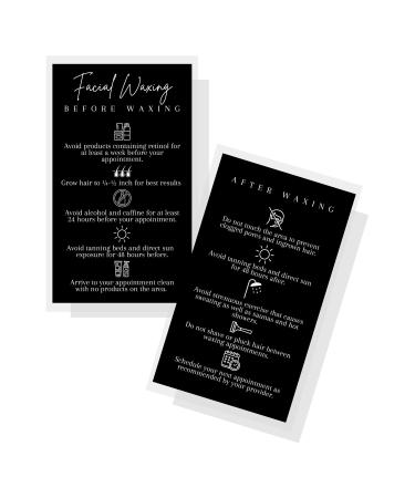 Facial wax before and after the instructions |50 pieces |5.1 x 8.9 cm in business card |Wax accessories |Face wax instructions for aestheticians with hard or soft wax |Black and white design