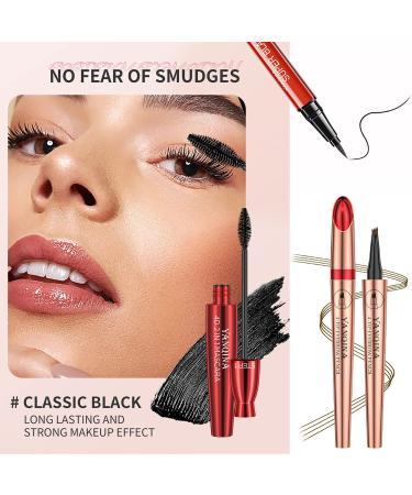 Vibely 3-Piece Eyelash, Mascara, Eyebrow Pencil & Eyeliner Set - Waterproof, Volumizing, No Clumping - Buy Online on GoSupps.com
