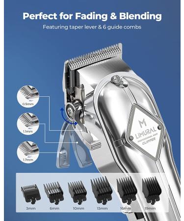 Limural Hair Clippers for Men - Professional Cordless Barber Clippers for Hair Cutting & Grooming | Rechargeable Beard Trimmer with LED Display & Silver Metal Casing - Buy Online on GoSupps.com