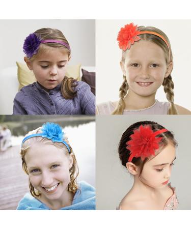 XIMA Chiffon Flower Headbands for Girls - Pack of 15 | Kids Teens Hair Accessories - Buy Online on GoSupps.com