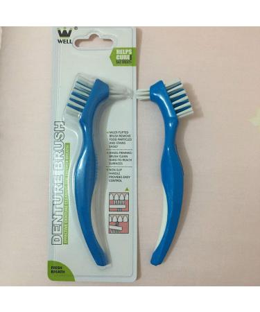 Denture Brush Hard Double Bristle - Blue | Effective Cleaning for False Teeth - Buy Online on GoSupps.com