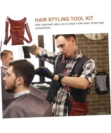 Lurrose Hairdresser Bunkbob Hairdressing Scissors Belt - Stylish PU Tool Case Bag for Shears & Onion Cutters - 25x11cm Brown - Buy Online on GoSupps.com