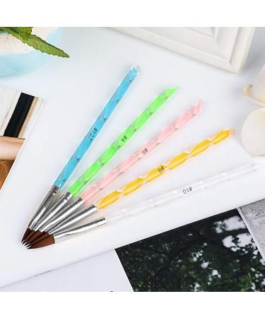 Acrylic Nail Brush Set - 5 Pcs Round Sable Design Art UV Gel DIY Brush Pen Tool Set No.4/6/8/10/12 - Buy Online on GoSupps.com