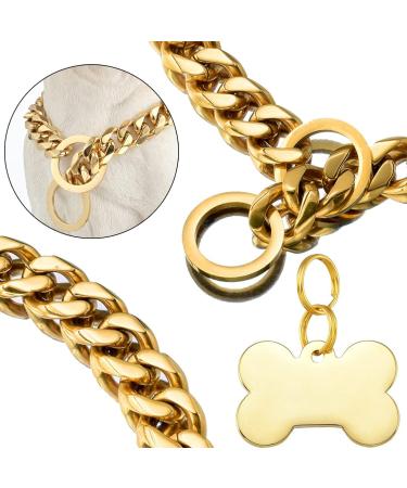 W/W Lifetime Choke Chain Dog Collar 19MM Cuban Link Dog Chain for Pitbull Choke Collar 18K Gold Metal Stainless Steel Heavy Duty Slip Dog Collars for Medium Dogs(19MM 22") 22"(Can Over Head 20"-22") - Buy Online on GoSupps.com