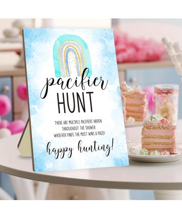 Pacifier Hunting Game for Baby Shower | Bohemian Rainbow Theme Party Game Sets | Includes 50 Blue Acrylic Pacifiers & Sign - Buy Online on GoSupps.com