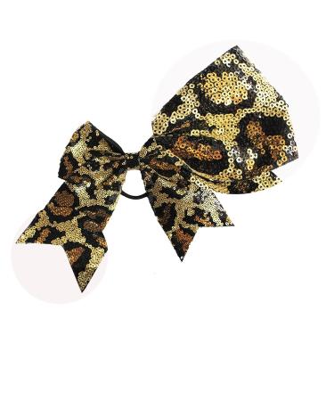 Xansema 8 Inch Sequins Hair Bow Elastic Tie - Black Silver | Large Cheer Bow Ponytail Holder for Women, Girls, Kids, Teens - Buy Online on GoSupps.com