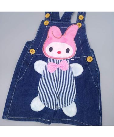 KIDSCOOL SPACE Baby Girl Jean Overalls | Toddler Denim Bunny Outfit 12-18 Months Blue - Buy Online on GoSupps.com