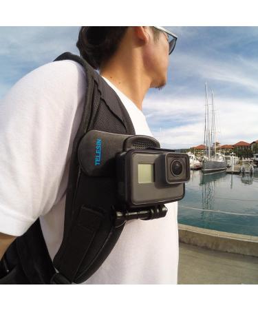 Telesin Backpack Shoulder Clip Holder for GoPro Hero 11/10/8/7/6 Insta360 X3 & DJI OSMO Action 3 - 360 Rotatable Quick-Lock Clamp - Premium Action Camera Accessories - Black - Buy Online on GoSupps.com