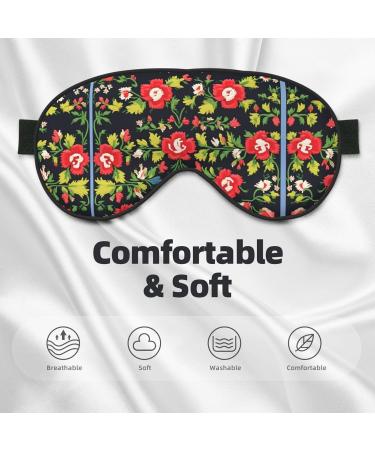 Ukrainian Embroidery Rose Print Sleep Mask | Unisex Double-Sided Eye Mask for Sound Sleep & Skin Care - Buy Online on GoSupps.com