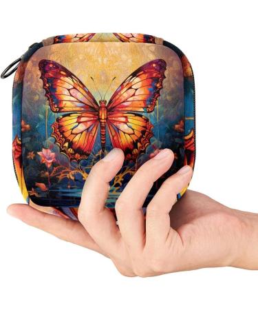 Elegant Butterfly & Floral Napkin Storage Bag | Portable Period Bag for Women & Teens | Menstrual Cup Pocket & Breastfeeding Insert Holder - Buy Online on GoSupps.com