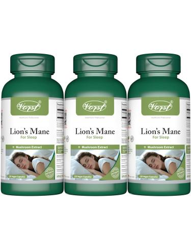VORST Lion's Mane for Sleep Mushroom Extract Supplement 1000mg Per Serving 3 x 120 Vegan Capsules | 3Bottles 360 count (Pack of 1)