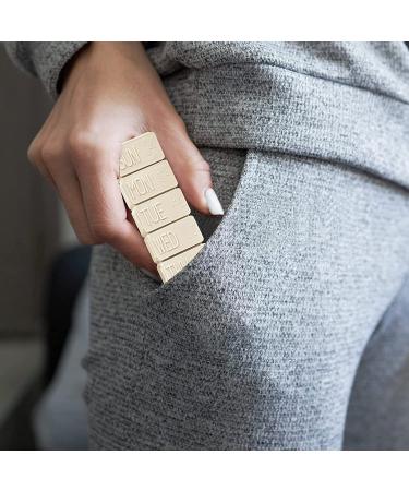 7-Day Pill Organizer with Braille Labels - Travel-Friendly Medication Dispenser for Vitamins and Supplements (Beige) - Buy Online on GoSupps.com