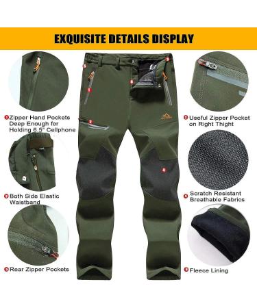 MAGCOMSEN Men's Winter Fleece-Lined Ski Snow Pants | Water-Resistant, 4 Zip Pockets | Black 32 - Buy Online on GoSupps.com