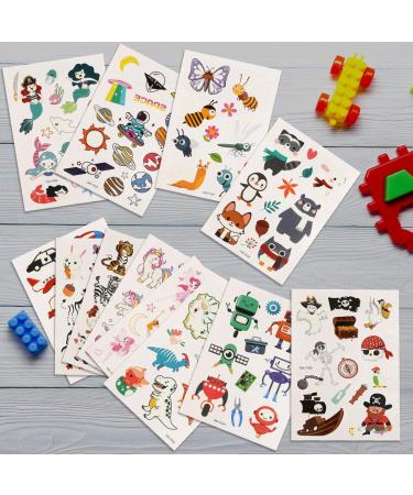 Konsait Glow In The Dark Temporary Tattoos for Kids - Mixed Cartoon Styles | Luminous Unicorn Mermaid Butterfly Dinosaur Pirate Car Space | Boys Girls Party Favors - Buy Online on GoSupps.com