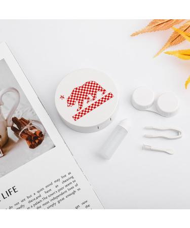 California Checker Bear Flag Contact Lens Case - Portable Round Storage Box with Mirror for Travel & Daily Use - Buy Online on GoSupps.com