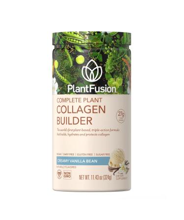 PlantFusion Vegan Collagen Powder, Plant Based Collagen Powder + Vegan Protein for Muscle & Joints, Hair, Skin & Nails, 12 Servings, Vanilla 11.43 oz Vanilla 11.43 Ounce (Pack of 1)