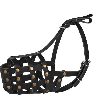 MUROM Leather Dog Muzzle German Shepherd Adjustable Breathable Doberman Dalmatian Setter Basket Medium Large Breeds Black Brown Red Green (Black Medium) Black M - Buy Online on GoSupps.com