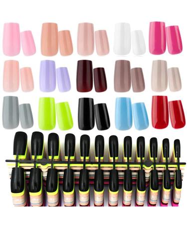LoveOurHome 15 Colors Medium Square Press on Nails Kit - 360pc Full Cover Artificial Fingernails for Women and Girls - Buy Online on GoSupps.com
