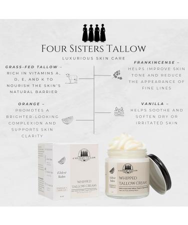 100% Grass Fed Beef Tallow For Face & Skin - All Natural Tallow Face Cream - Whipped Moisturizer Lotion - Made in USA - 100% Organic Oils - Lrg 4 Fl Oz - Eldest Balm (Orange Vanilla & Frankincense) Orange Vanilla & Franki  - Buy Online on GoSupps.com