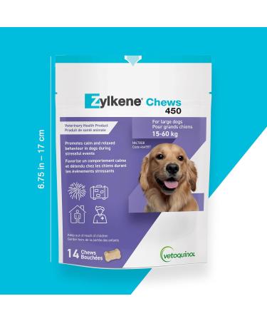 Vetoquinol Zylkene Veterinary Health Product - Calm and Relaxed Behaviour in Pets During Stressful Events - 450 mg - Large Dogs - 14 Units Large Dogs 450 mg - Buy Online on GoSupps.com