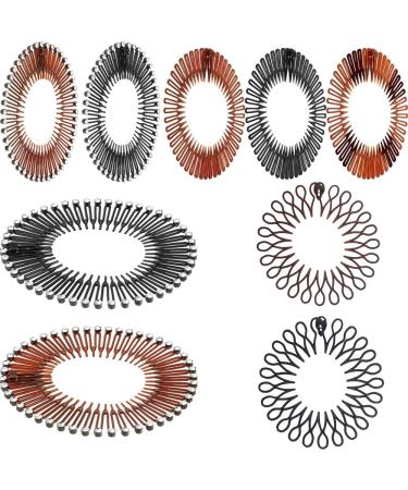 Laosting-R 21PCS Full Circular Stretch Hair Comb Headbands Flexible Plastic Circle Comb Hair Wrap Hairband Holder Spring Head Band Comb Hair Accessories for Women Girls