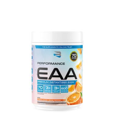 Believe Supplements Performance EAA - Essential Amino Acids Formula | Boost Muscle Recovery Performance & Hydration | Sugar-Free & Delicious Flavors Available! (70 servings Tropical Orange) Tropical Orange 70 servings