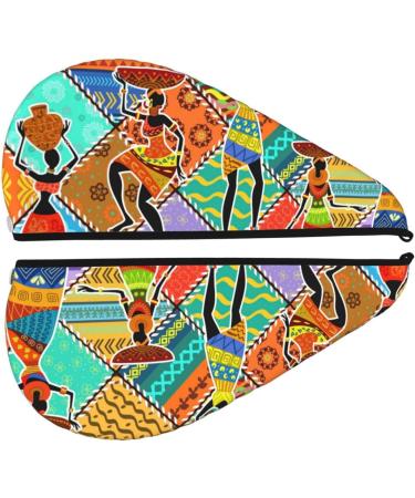 Dancing African Women's Microfiber Hair Towel - Super Absorbent Coral Velvet Wrap for Long Curly & Thick Hair | Quick Dry Hair Cap - Buy Online on GoSupps.com