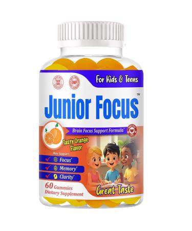 Focus Gummies for Kids Memory & Brain Supplements with Omega 3 DHA Memory Vitamins for Teens | Brain Health Attention & Concentration Support | 60 Chewable Gummies