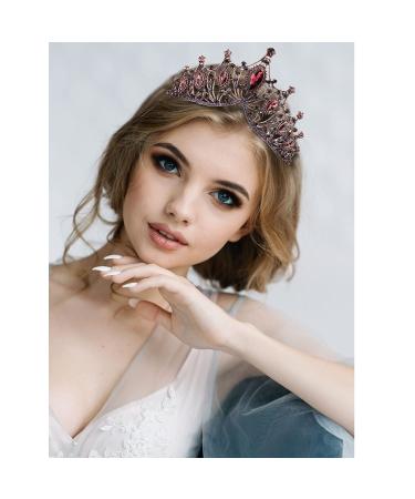 CIEHER Baroque Queen Crown Rhinestone Wedding Tiara - Brownish | Vintage Crystal Princess Headband for Prom, Birthday, Halloween - Women's Hair Accessories - Buy Online on GoSupps.com