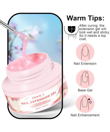NXJ INFILILA Poly Gel 50ml Builder Gel Pink Nail Extension Gel Soak Off UV LED Hard Gel for Nails Glitter Gel Nail Polish for Home and Manicure Nail Salon DIY Gift for Girls Women C-pink - Buy Online on GoSupps.com