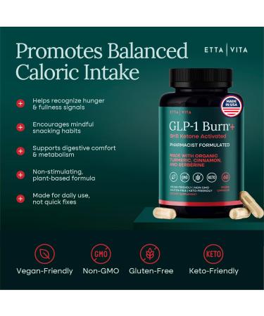 GLP-1 Supplement for Appetite Support and Metabolic Health for Men and Women with BHB Ketones, Apple Cider Vinegar, Berberine HCL, Turmeric and Cinnamon - Supports Energy, Digestion and Daily Balance - Buy Online on GoSupps.com