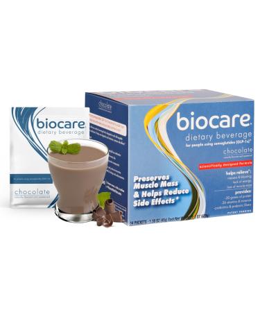 Biocare Nutritional Beverage for GLP-1 Users Dietary Powder Drink Provides 20g Essential Protein 26 Vitamins/Minerals Helps Ease Nausea Bloating Constipation Chocolate (14 Count)