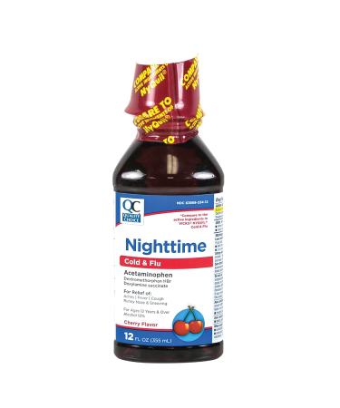 Quality Choice Nighttime Cold & Flu Cherry Liquid 12 FL OZ