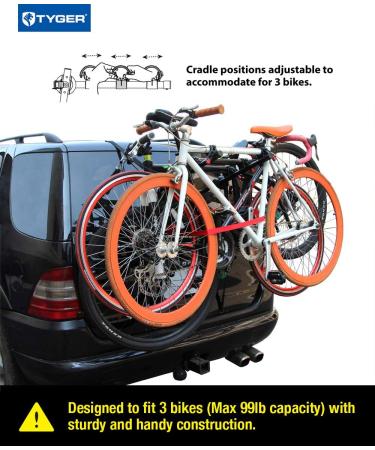 Tyger Auto TG-RK3B203S Deluxe 3-Bike Trunk Mount Bicycle Rack | Fits Most Sedans, Hatchbacks, Minivans, SUVs - Buy Online on GoSupps.com