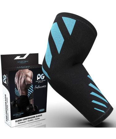 Elbow Support for Men & Women - Tennis Elbow Brace Golfers Elbow Support Premium Breathable Elbow Compression Sleeve for Joint Pain Golf Elbow Tendonitis & Tennis Elbow Relief (Single BLUE L) L | 11.2"-12.5" Circumference Blue/Black - Single