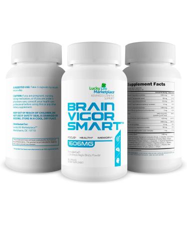 Brain Vigor Smart Brain Booster - Extra Strength Support for Focus Health and Memory - Improved Formula Made with Lion's Mane Mushroom & Ginkgo Biloba - Our Best Brain Vigor Smart Pills - Buy Online on GoSupps.com