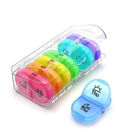 Weekly Pill Organizer 7 Day 2 Times a Day AM PM Pill Box with 7 Detachable Pill Case- BPA Free Pill Box Large Daily Pill Cases for Pills/Vitamin/Fish Oil/Supplements