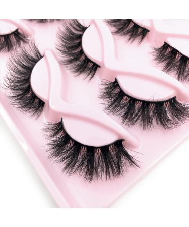 HBZGTLAD NEW 5 Pairs Fluffy Natural Lashes Makeup Handmade Reusable Short 8mm-22mm Wispy Strip Faux Mink False Lashes (10pairs LY01)