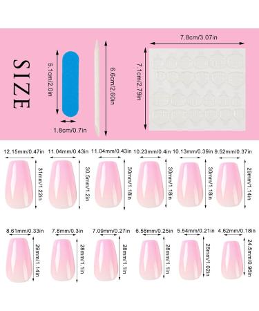 NICENEEDED Square Press on Nails Medium Length Gradient Pink Glossy Ballerina False Nails Cute Glue on Nails with Nail Glue Stickers for Women Girls Daily Wear - Buy Online on GoSupps.com