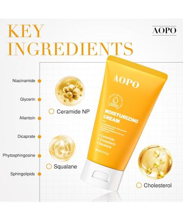 AOPO Face Moisturizer with Ceramide Cholesterol and Squalane - Daily Face & Body Moisturizer for All Skin Types Non-Greasy & Fast-Absorbing 3.50 fl.oz. - Buy Online on GoSupps.com