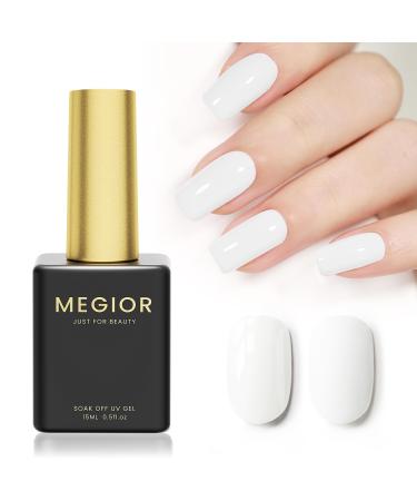 MEGIOR Withe Gel Nail Polish 15ml Gel Polish 1PCS Soak Off UV LED Nail Gel Polish for Nail Art Manicure Salon DIY Home for Women Girls Nails