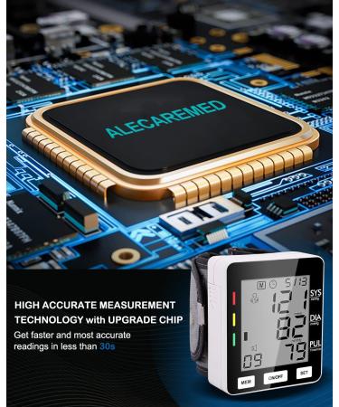 Alecaremed Wrist Blood Pressure Monitor with Adjustable Cuff & Large LCD Display - 198 Reading Memory, Voice Function - Automatic Digital BP Machine for Home Use (Black) - Buy Online on GoSupps.com